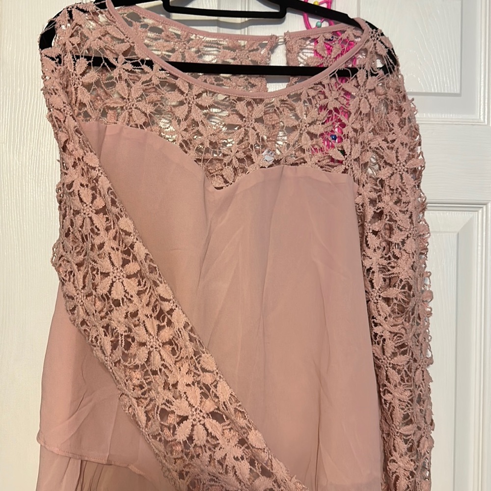 Pink floral lace shirt